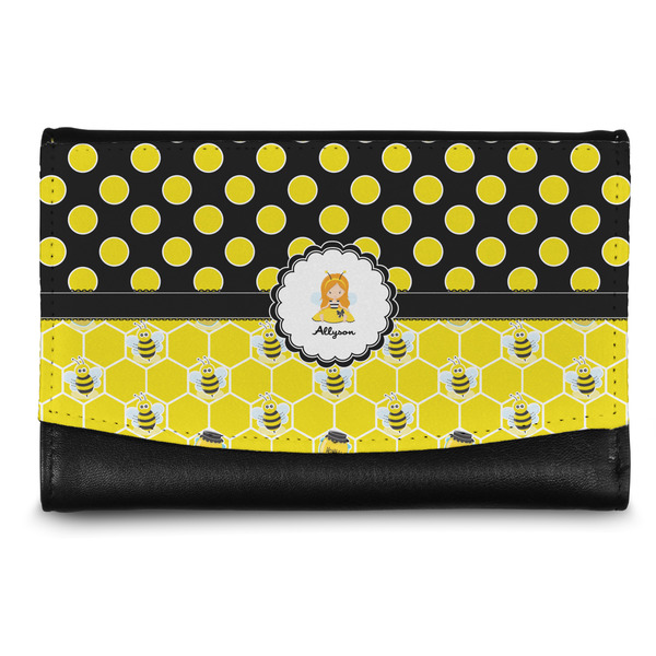Custom Honeycomb, Bees & Polka Dots Genuine Leather Women's Wallet - Small (Personalized)