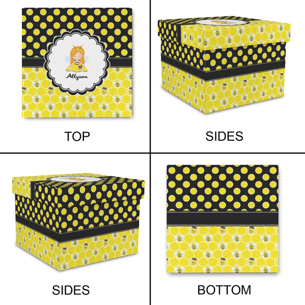 Honeycomb, Bees & Polka Dots Gift Boxes with Lid - Canvas Wrapped - Large - Approval