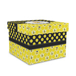 Honeycomb, Bees & Polka Dots Gift Box with Lid - Canvas Wrapped - Medium (Personalized)