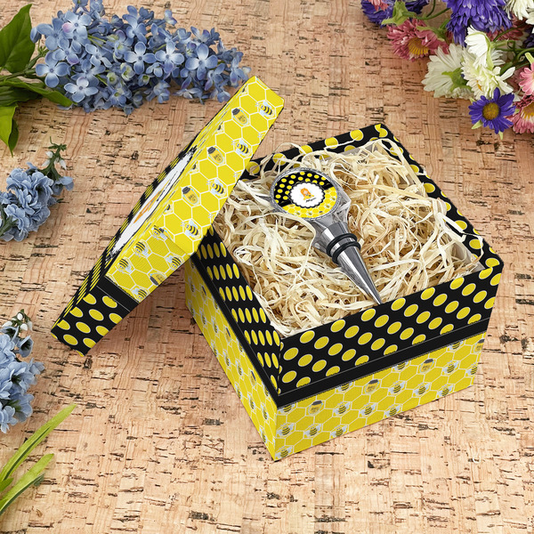Honeycomb, Bees & Polka Dots Gift Boxes with Lid - Canvas Wrapped - Medium - In Context