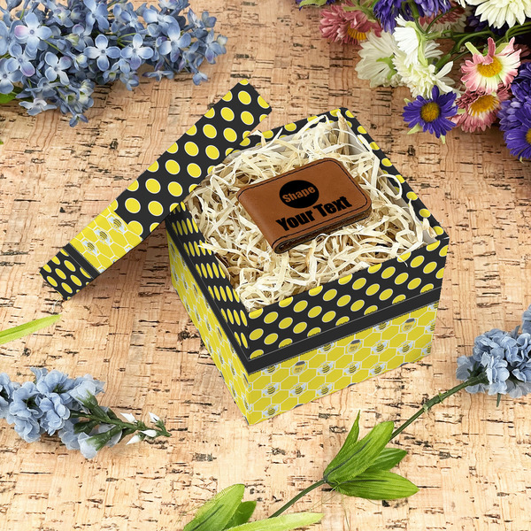 Honeycomb, Bees & Polka Dots Gift Boxes with Lid - Canvas Wrapped - Small - In Context