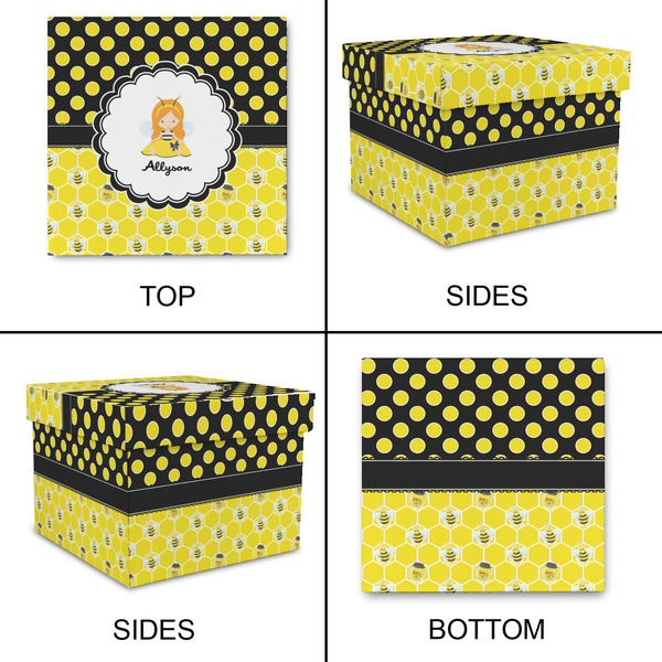 Honeycomb, Bees & Polka Dots Gift Boxes with Lid - Canvas Wrapped - XX-Large - Approval