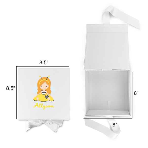 Honeycomb, Bees & Polka Dots Gift Boxes with Magnetic Lid - White - Open & Closed