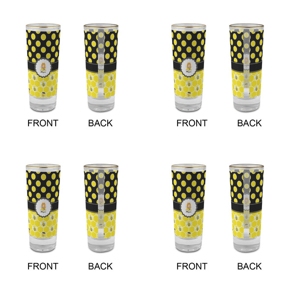 Honeycomb, Bees & Polka Dots Glass Shot Glass - 2 oz - Set of 4 - APPROVAL
