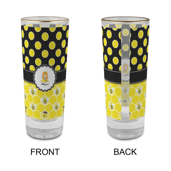 Honeycomb, Bees & Polka Dots Glass Shot Glass - 2 oz - Single - APPROVAL