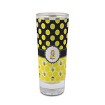 Honeycomb, Bees & Polka Dots 2 oz Shot Glass - Glass with Gold Rim (Personalized)