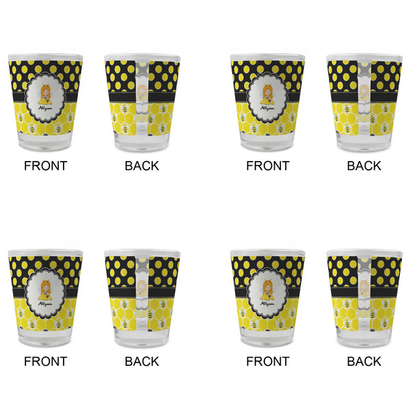 Honeycomb, Bees & Polka Dots Glass Shot Glass - Standard - Set of 4 - APPROVAL