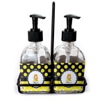 Honeycomb, Bees & Polka Dots Glass Soap & Lotion Bottle Set (Personalized)