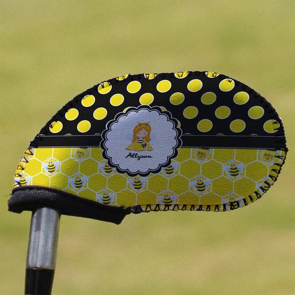 Custom Honeycomb, Bees & Polka Dots Golf Club Iron Cover (Personalized)