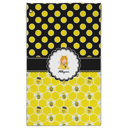 Honeycomb, Bees & Polka Dots Golf Towel - Poly-Cotton Blend - Large w/ Name or Text