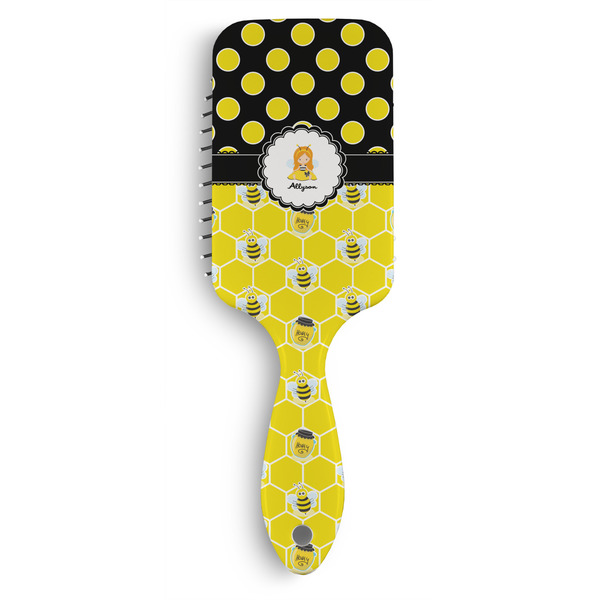 Custom Honeycomb, Bees & Polka Dots Hair Brushes (Personalized)