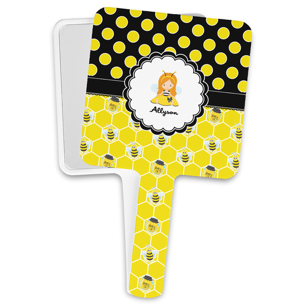 Custom Honeycomb, Bees & Polka Dots Hand Mirror (Personalized)