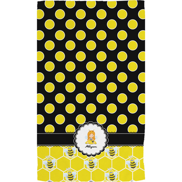 Honeycomb, Bees & Polka Dots Hand Towel (Personalized)