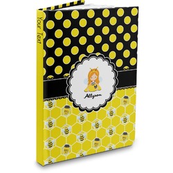 Honeycomb, Bees & Polka Dots Hardbound Journal - 7.25" x 10" (Personalized)