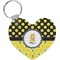Honeycomb, Bees & Polka Dots Heart Plastic Keychain w/ Name or Text