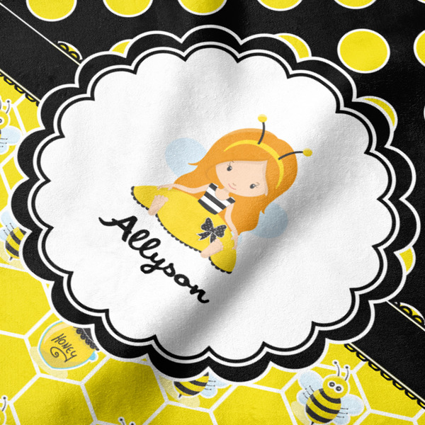 Honeycomb, Bees & Polka Dots Hooded Baby Towel- Detail Close Up
