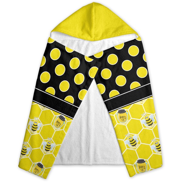 Honeycomb, Bees & Polka Dots Hooded Towel - Folded