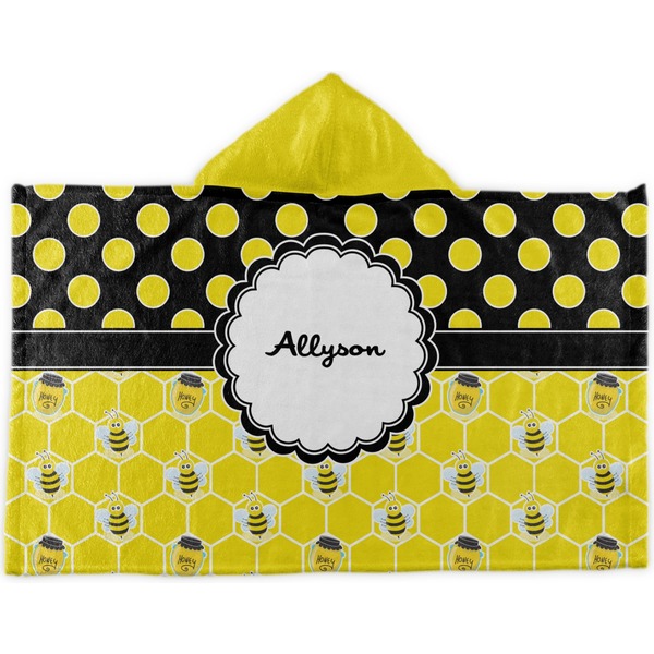 Custom Honeycomb, Bees & Polka Dots Kids Hooded Towel (Personalized)