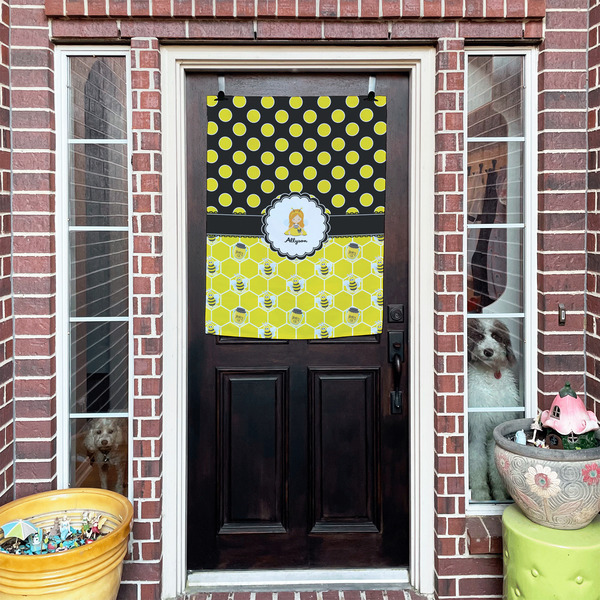 Honeycomb, Bees & Polka Dots House Flags - Double Sided - (Over the door) LIFESTYLE