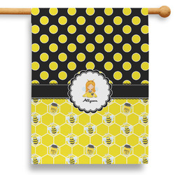 Honeycomb, Bees & Polka Dots 28" House Flag (Personalized)