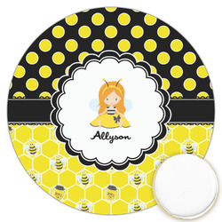 Honeycomb, Bees & Polka Dots Printed Cookie Topper - 3.25" (Personalized)
