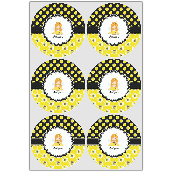 Honeycomb, Bees & Polka Dots Icing Circle - Large - Set of 6