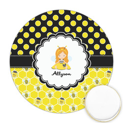 Honeycomb, Bees & Polka Dots Printed Cookie Topper - 2.5" (Personalized)