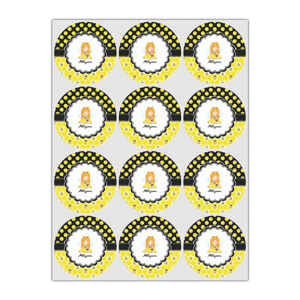 Honeycomb, Bees & Polka Dots Icing Circle - Small - Set of 12
