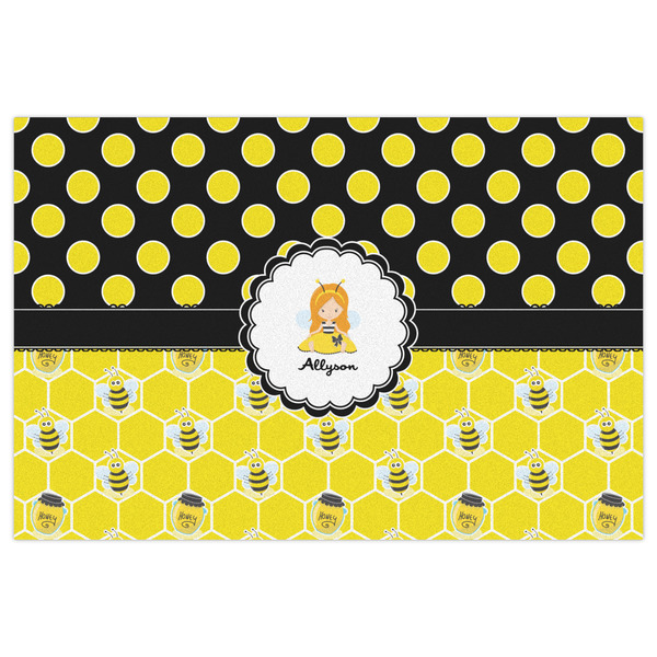 Honeycomb, Bees & Polka Dots Indoor / Outdoor Rug - 2'x3' - Front Flat