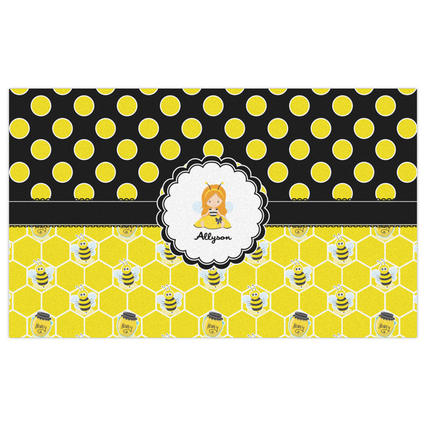 Honeycomb, Bees & Polka Dots Indoor / Outdoor Rug - 3'x5' - Front Flat
