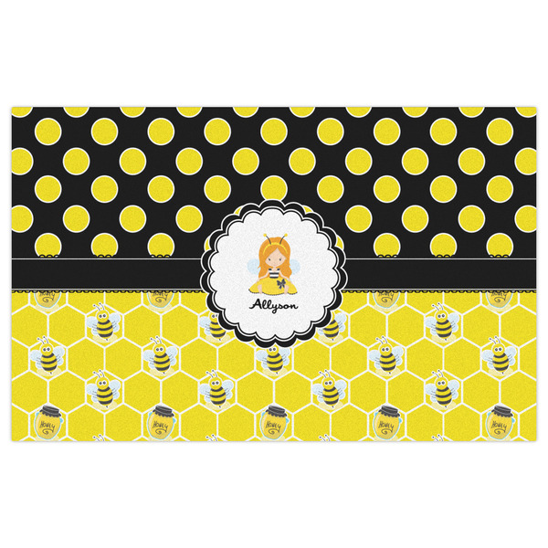 Honeycomb, Bees & Polka Dots Indoor / Outdoor Rug - 5'x8' - Front Flat