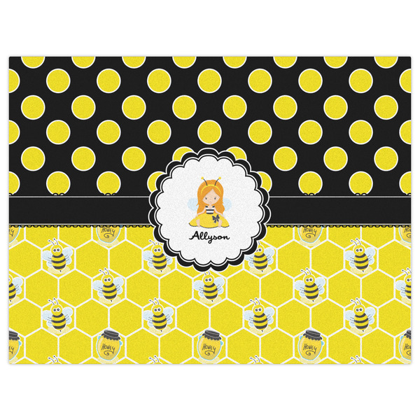 Honeycomb, Bees & Polka Dots Indoor / Outdoor Rug - 6'x8' - Front Flat