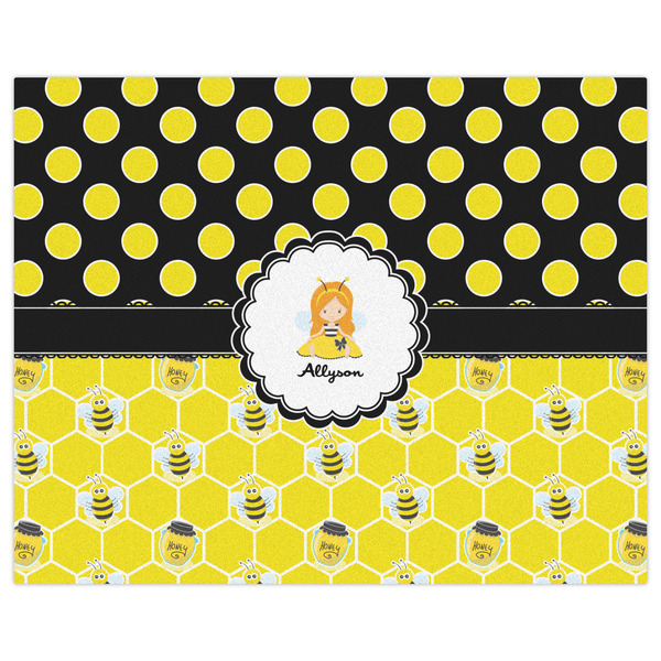 Honeycomb, Bees & Polka Dots Indoor / Outdoor Rug - 8'x10' - Front Flat