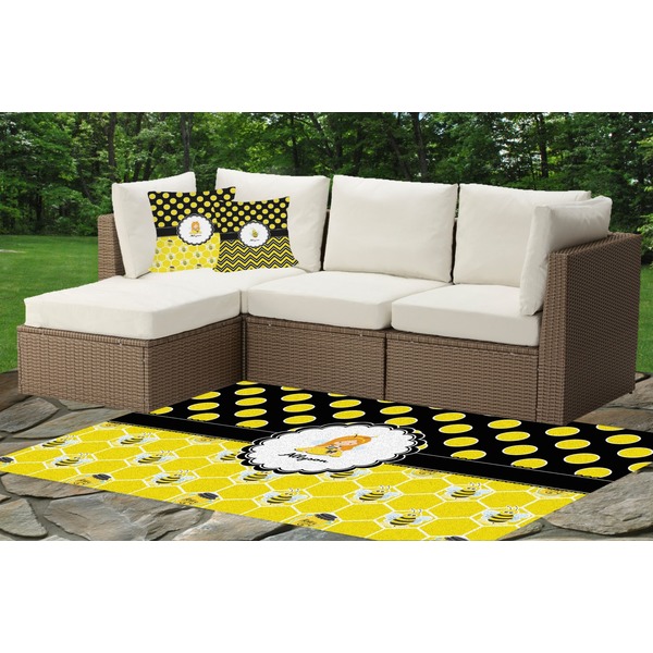 Honeycomb, Bees & Polka Dots Outdoor Mat & Cushions