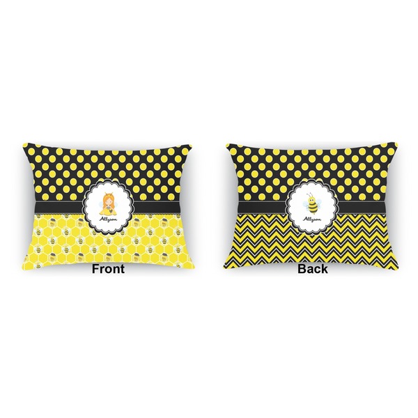 Honeycomb, Bees & Polka Dots  Indoor Rectangular Burlap Pillow (Front and Back)