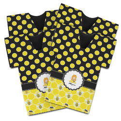 Honeycomb, Bees & Polka Dots Jersey Bottle Cooler - Set of 4 (Personalized)