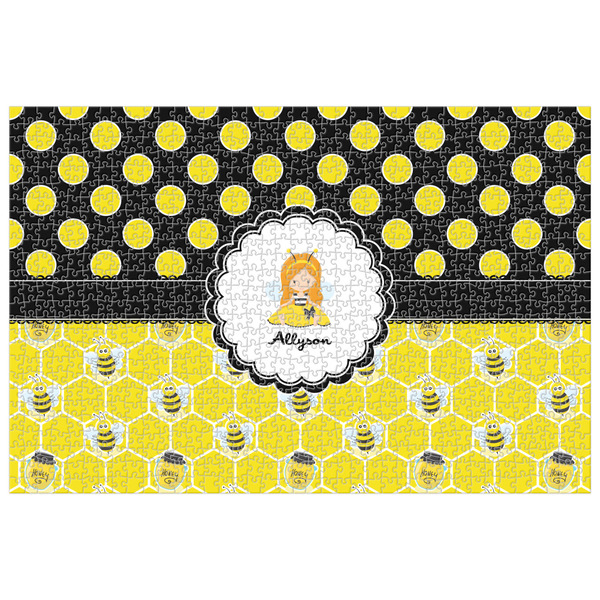 Custom Honeycomb, Bees & Polka Dots 1014 pc Jigsaw Puzzle (Personalized)