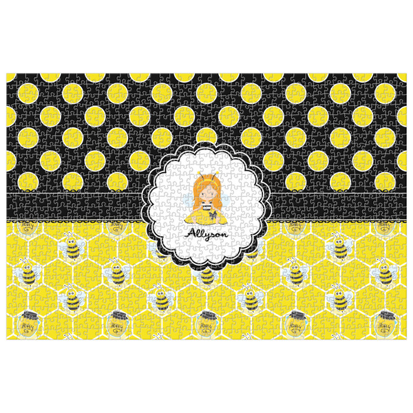 Custom Honeycomb, Bees & Polka Dots Jigsaw Puzzle - 1000-piece (Personalized)