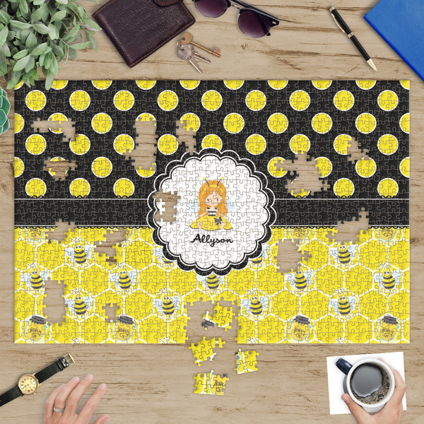 Honeycomb, Bees & Polka Dots Jigsaw Puzzle 1014 Piece - In Context