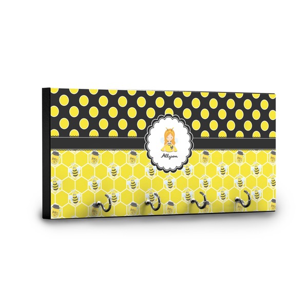 Honeycomb, Bees & Polka Dots Key Hanger - Front View with Hooks