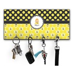 Honeycomb, Bees & Polka Dots Key Hanger w/ 4 Hooks w/ Graphics and Text