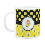 Honeycomb, Bees & Polka Dots Plastic Kids Mug (Personalized)