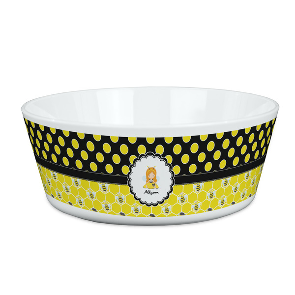 Custom Honeycomb, Bees & Polka Dots Kid's Bowl (Personalized)