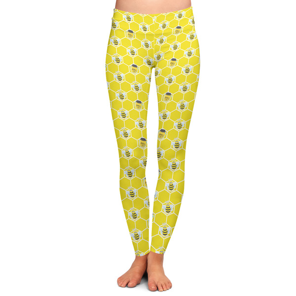 Custom Honeycomb, Bees & Polka Dots Ladies Leggings - Large