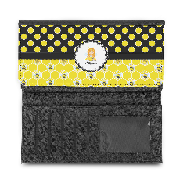 Honeycomb, Bees & Polka Dots Ladies Wallet - Half Way Open