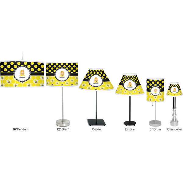 Honeycomb, Bees & Polka Dots Lamp Full View Size Comparison