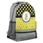 Honeycomb, Bees & Polka Dots Backpack - Grey (Personalized)