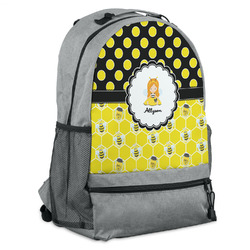 Honeycomb, Bees & Polka Dots Backpack - Grey (Personalized)