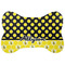 Honeycomb, Bees & Polka Dots Bone Shaped Dog Food Mat (Large) (Personalized)