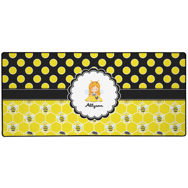 Custom Honeycomb, Bees & Polka Dots 3XL Gaming Mouse Pad - 35" x 16" (Personalized)